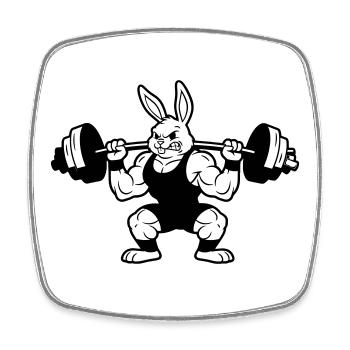Muscle Bunny Dumbbell Outline - Square fridge magnet - white - Front