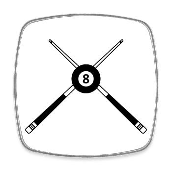 Crossed Pool Sticks Eight Ball - Square fridge magnet - white - Front