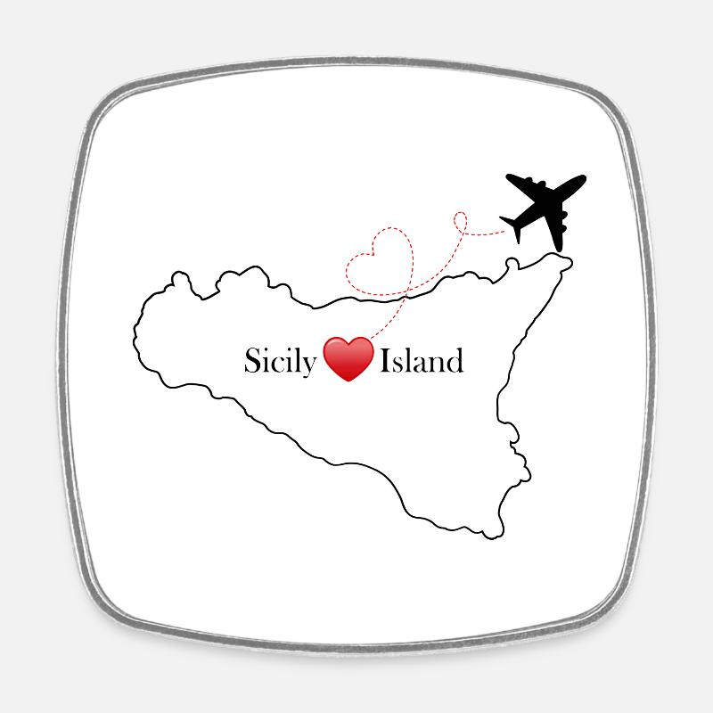 Sicily Island - Square fridge magnet - white
