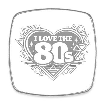 I Love the 80s Retro Heart - Square fridge magnet - white - Front