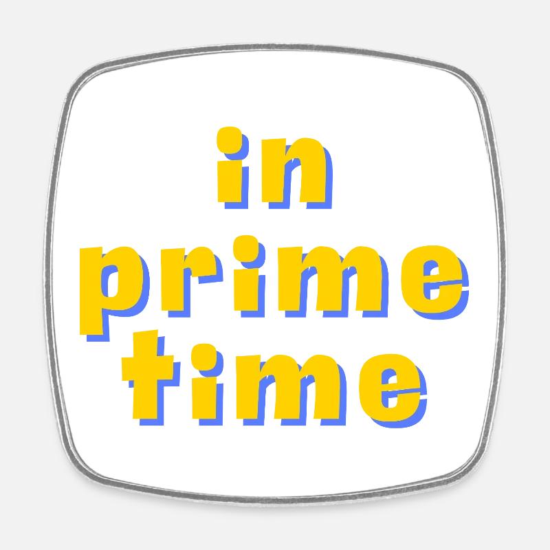 In Prime Time Retro 3D Typografie - Viereckiger Kühlschrankmagnet - Weiß