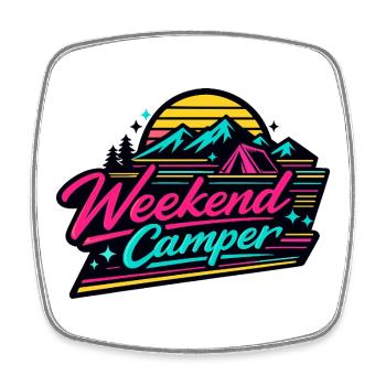 Weekend Camper Neon Skyline - Viereckiger Kühlschrankmagnet - Weiß - Vorne