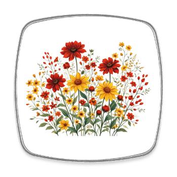 Vintage Blumen-Frauen-Wildblumen-Gartengarten - Viereckiger Kühlschrankmagnet - Weiß - Vorne