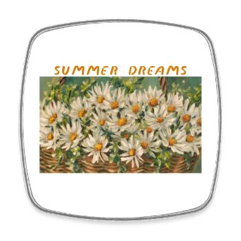 Summer Dreams - Daisy Basket Floral Composition - Square fridge magnet - white - Front