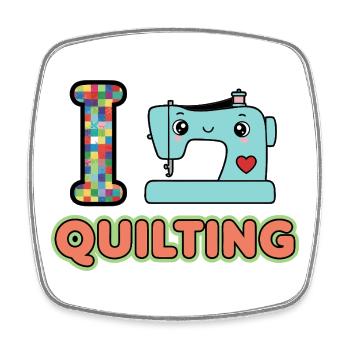 I Love Quilting Nähmaschine - Viereckiger Kühlschrankmagnet - Weiß - Vorne