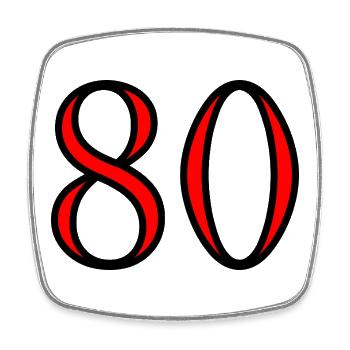 80. 80 ANS. 80e ANNIVERSAIRE. ANNIVERSAIRE 80 ANS. - Magnet carré - blanc - Devant