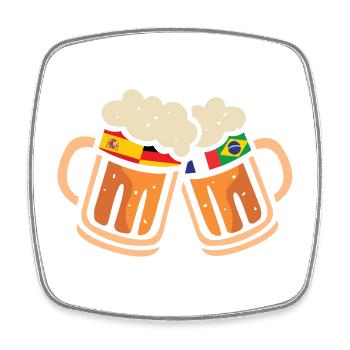 Drapeaux de bière pour la Coupe du Monde avec l’Espagne et l’Allemagne - Magnet carré - blanc - Devant
