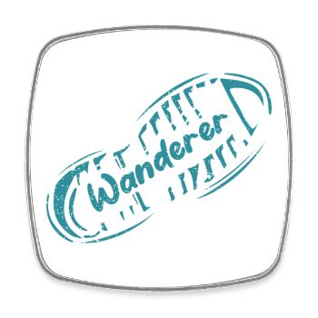 Laissez votre empreinte : Wanderer Travel Design - Magnet carré - blanc - Devant