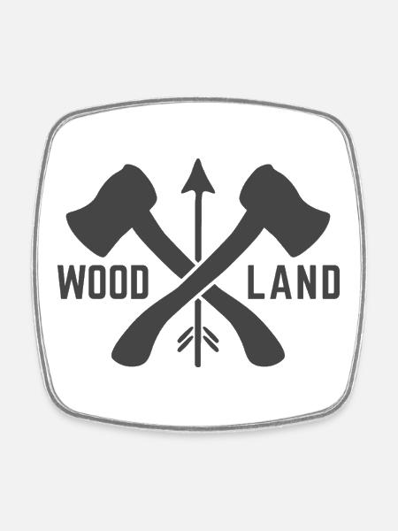 Conception de la Bushcraft pour camping extérieur en Woodland Axe - Magnet carré - blanc