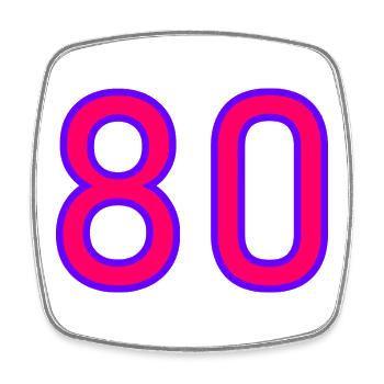 80. 80 ANS. 80e ANNIVERSAIRE. ANNIVERSAIRE 80 ANS. - Magnet carré - blanc - Devant