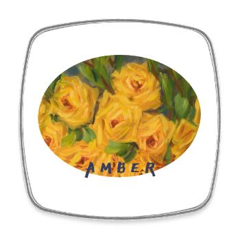 Vibrant Yellow Rose Macro Ellipse - Square fridge magnet - white - Front