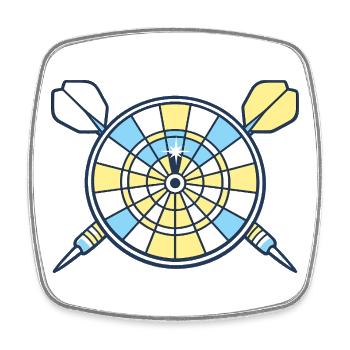 Cible Dart - Magnet carré - blanc - Devant