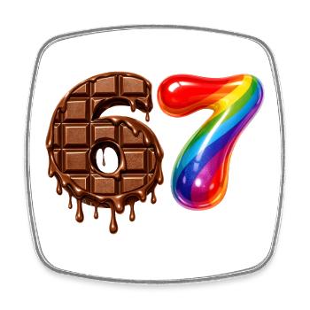 67 - 6 7 - Six Seven Meme - Chocolat - Magnet carré - blanc - Devant