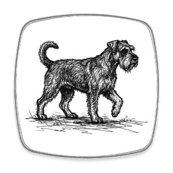 Schnauzer Sketch – Hund Design minimalistisch - Viereckiger Kühlschrankmagnet - Weiß - Vorne