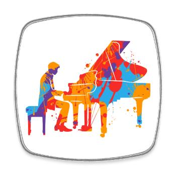 Piano Pianiste coloré Garçons Hommes Enfants Piano - Magnet carré - blanc - Devant