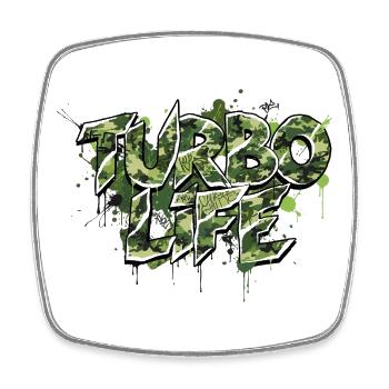 Turbo Life Camouflage Design Car Tuning Motif - Square fridge magnet - white - Front