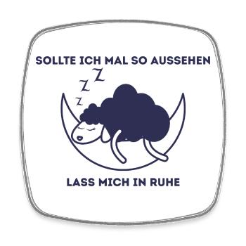 Mondschaf schläft – Ruhe Bitte - Viereckiger Kühlschrankmagnet - Weiß - Vorne