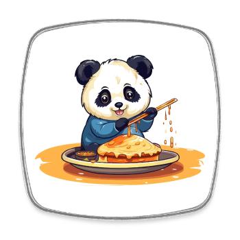 Panda Cooking Pancakes - Magnet carré - blanc - Devant