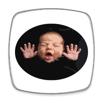 Silhouette du bébé Black Night - Magnet carré - blanc - Devant