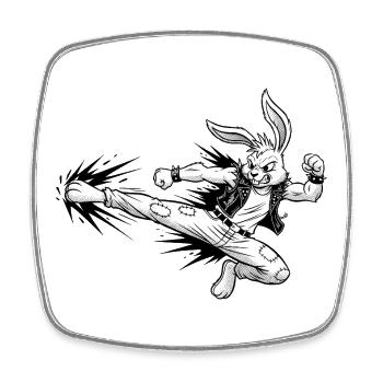 Heavy Metal Osterhase Rocker Ostern Hardcore Hase - Viereckiger Kühlschrankmagnet - Weiß - Vorne