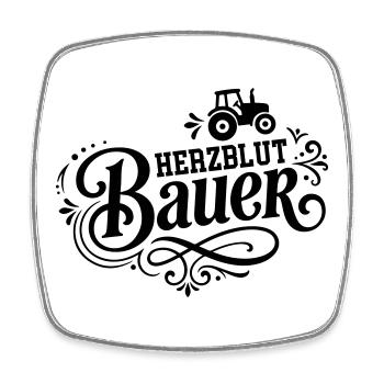 Herzblut Bauer Traktor - Viereckiger Kühlschrankmagnet - Weiß - Vorne