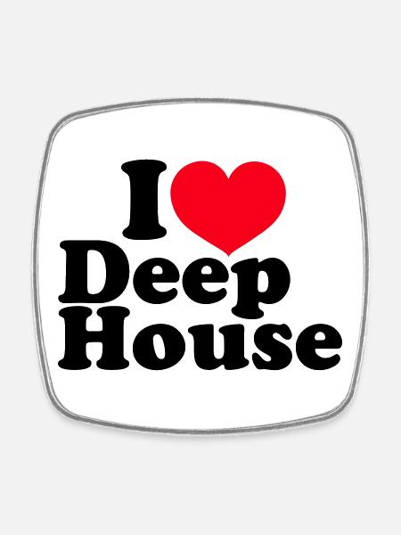 I Love Deep House - Square fridge magnet - white