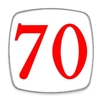 70. 70 ANS. 70e ANNIVERSAIRE. ANNIVERSAIRE 70 ANS. - Magnet carré - blanc - Devant