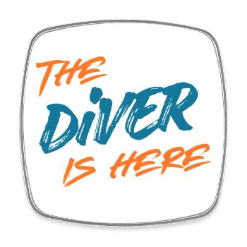 The Diver is Here, Drôle - Magnet carré - blanc - Devant