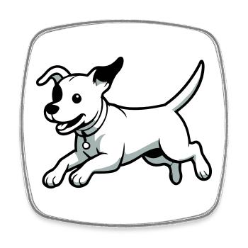 Verspielter Hund-Cartoon - Viereckiger Kühlschrankmagnet - Weiß - Vorne