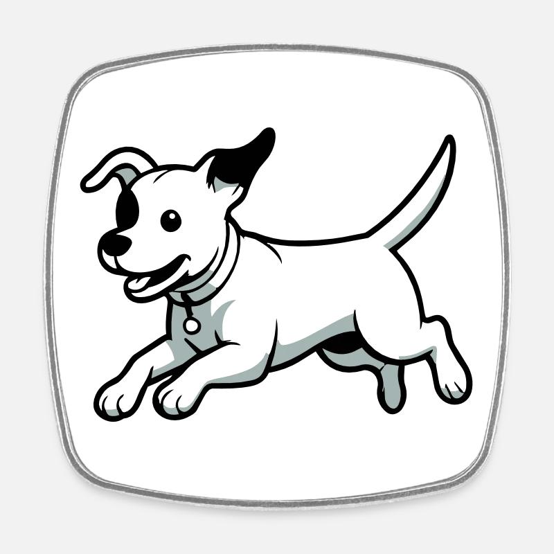 Playful Dog Cartoon - Square fridge magnet - white