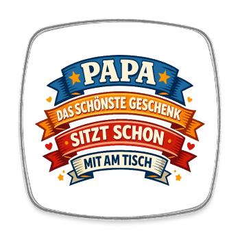 Papa Das schönste Geschenk zum Vatertag - Viereckiger Kühlschrankmagnet - Weiß - Vorne