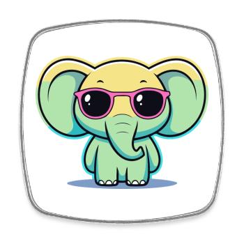 Pastel Elephant Pink Glasses - Square fridge magnet - white - Front