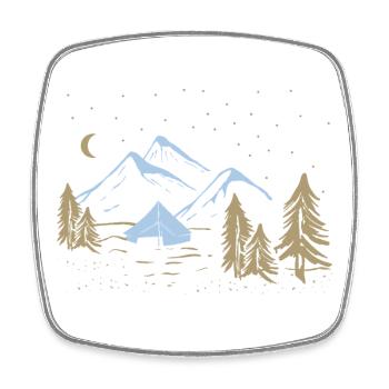 Nacht-Bergcamping-Szene - Viereckiger Kühlschrankmagnet - Weiß - Vorne