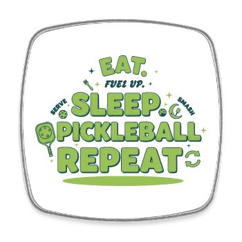 Pickleball Funny Player Eat Sleep Pickleball - Square fridge magnet - white - Front
