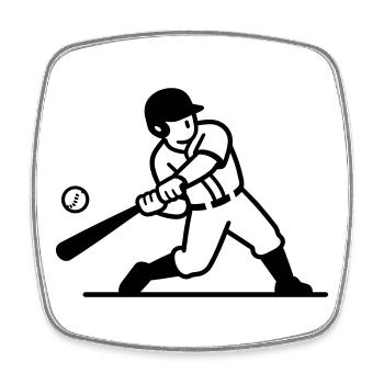 base-ball - Magnet carré - blanc - Devant