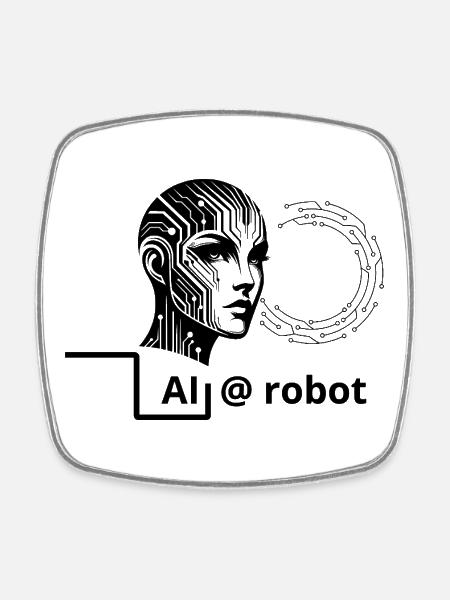 Futuristic AI Female Cyborg - @ Robot Tech Design - Square fridge magnet - white