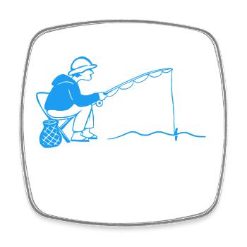 Ich bin nicht zum Spaß hier zum Angeln - Lustiger  - Viereckiger Kühlschrankmagnet - Weiß - Vorne