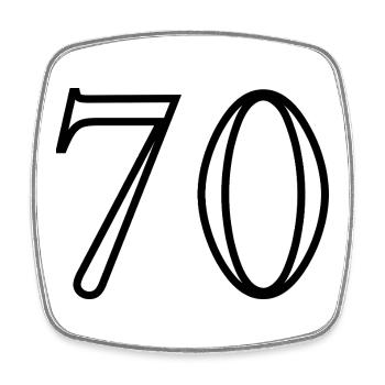 70. 70 ANS. 70e ANNIVERSAIRE. ANNIVERSAIRE 70 ANS. - Magnet carré - blanc - Devant