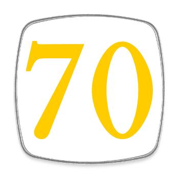 70. 70 ANS. 70e ANNIVERSAIRE. ANNIVERSAIRE 70 ANS. - Magnet carré - blanc - Devant