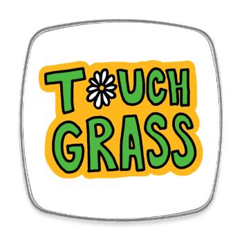 Retro "Touch Grass" Gänseblümchen - Viereckiger Kühlschrankmagnet - Weiß - Vorne