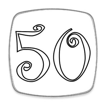 50. 50 ANS. 50e ANNIVERSAIRE. ANNIVERSAIRE 50 ANS. - Magnet carré - blanc - Devant