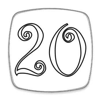 20. 20e ANNIVERSAIRE. ANNIVERSAIRE 20 ANS. 20 ANS. - Magnet carré - blanc - Devant