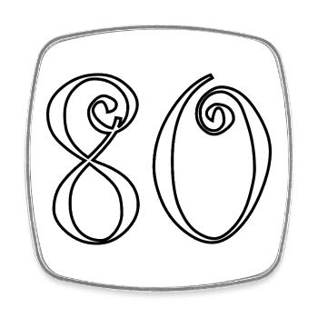 80. 80 ANS. 80e ANNIVERSAIRE. ANNIVERSAIRE 80 ANS. - Magnet carré - blanc - Devant
