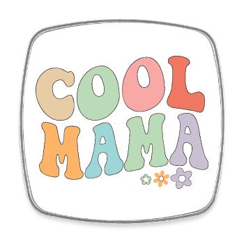 Cool Mama Retro Flowers - Square fridge magnet - white - Front