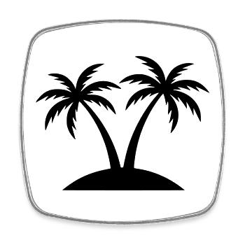 Palm Trees Island Beach Silhouette - Square fridge magnet - white - Front