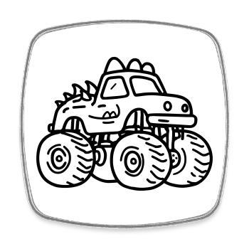Monstertruck - Viereckiger Kühlschrankmagnet - Weiß - Vorne