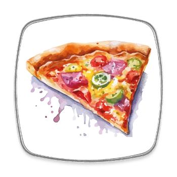 Pizza - Magnet carré - blanc - Devant
