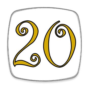 20. 20e ANNIVERSAIRE. ANNIVERSAIRE 20 ANS. 20 ANS. - Magnet carré - blanc - Devant