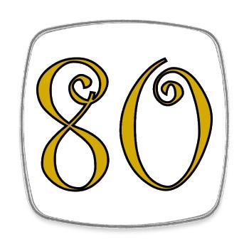80. 80 ANS. 80e ANNIVERSAIRE. ANNIVERSAIRE 80 ANS. - Magnet carré - blanc - Devant