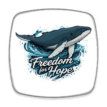 Freedom for Hope – Wal & Wellen - Viereckiger Kühlschrankmagnet - Weiß - Vorne